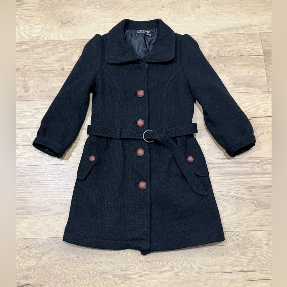 Zara Black Trench Coat with Brown Accents